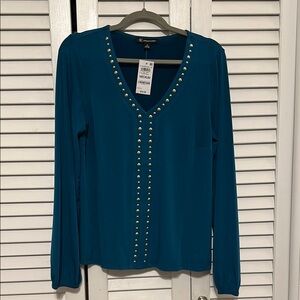 Dkny Blue Embellished Blouse
